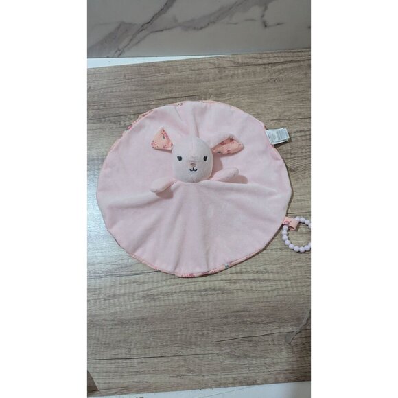 Modern Baby Soft Plush Baby Lovey Blanket With Bunny Design & Teething Ring 12" - Picture 6 of 7